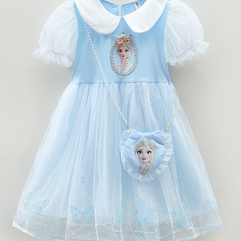 DISNEY Girl short-sleeved baby kids designer clothes Elsa princess designer clothes toddler dress mesh dress baby short-sleeved dress summer dress.