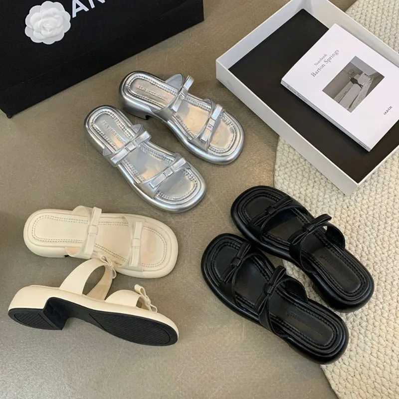New Summer Womens Slippers 2024 Stylish Peep-toe Low Heel Comfortable Womens Beach Shoes Slides XJ250610
