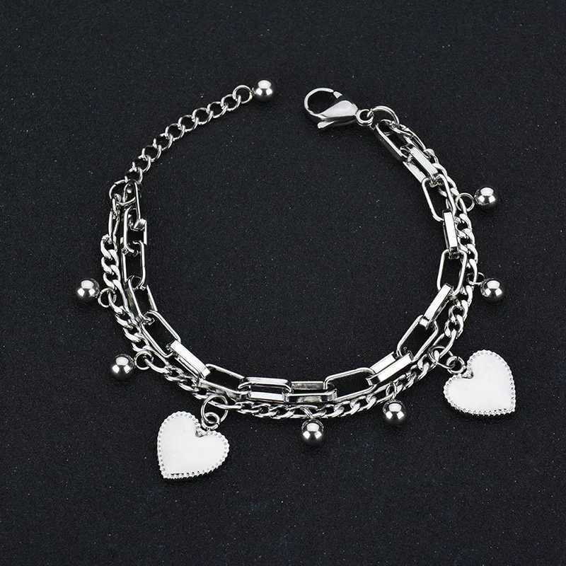 316L Stainless Steel Multilayer Heart Bracelet for Women High Quality Gold Color Rustproof Girls Wrist Jewelry Gift XJ250707