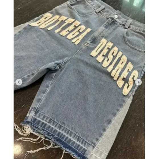 Y2K Street Harajuku Letter Pattern Embroidery Baggy Denim Shorts Men American Style New Fashion Gothic High Waist Short Jeans