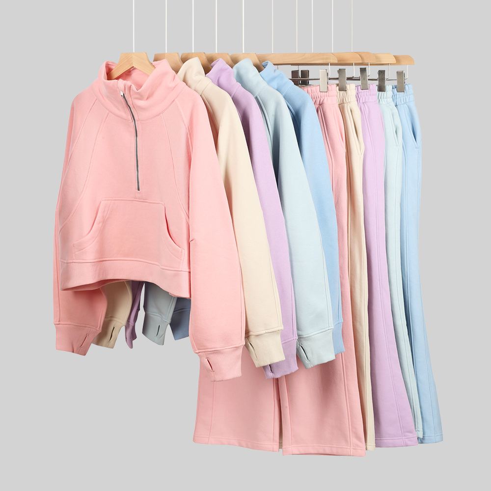 women yoga half zipper full pull hoodie pants set womens autumn and winter Plus Velvet Thickening jackets hoodys sports terry designer sweater chothing loose