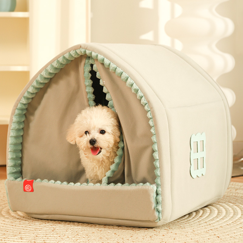 Small Pet Warm House Winter Closed Cat Dog Kennel Detachable & Easy-Clean Pet Shelter for Cats & Dogs