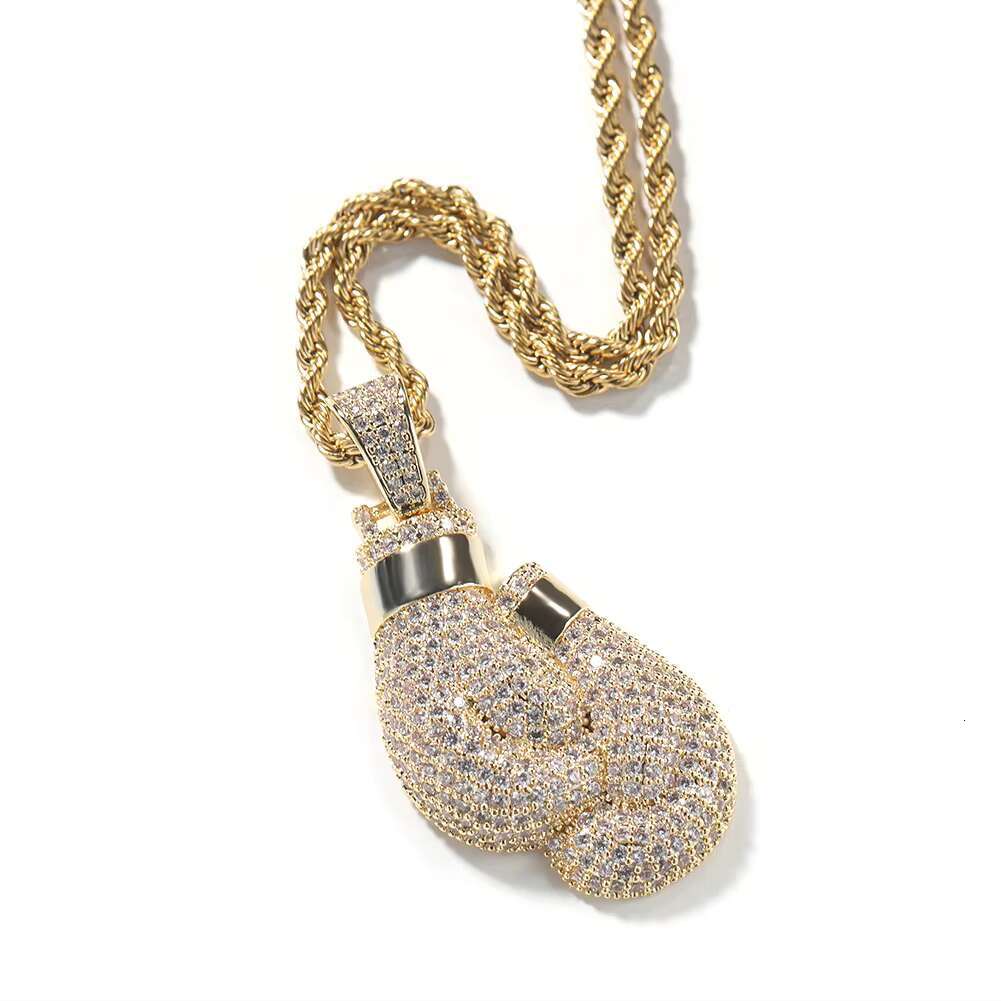 Boxing Gloves Pendent Hip Hop Jewelry Fashion Necklace Brass Zircon Diamond Men Necklace Fashion Pendants Charms