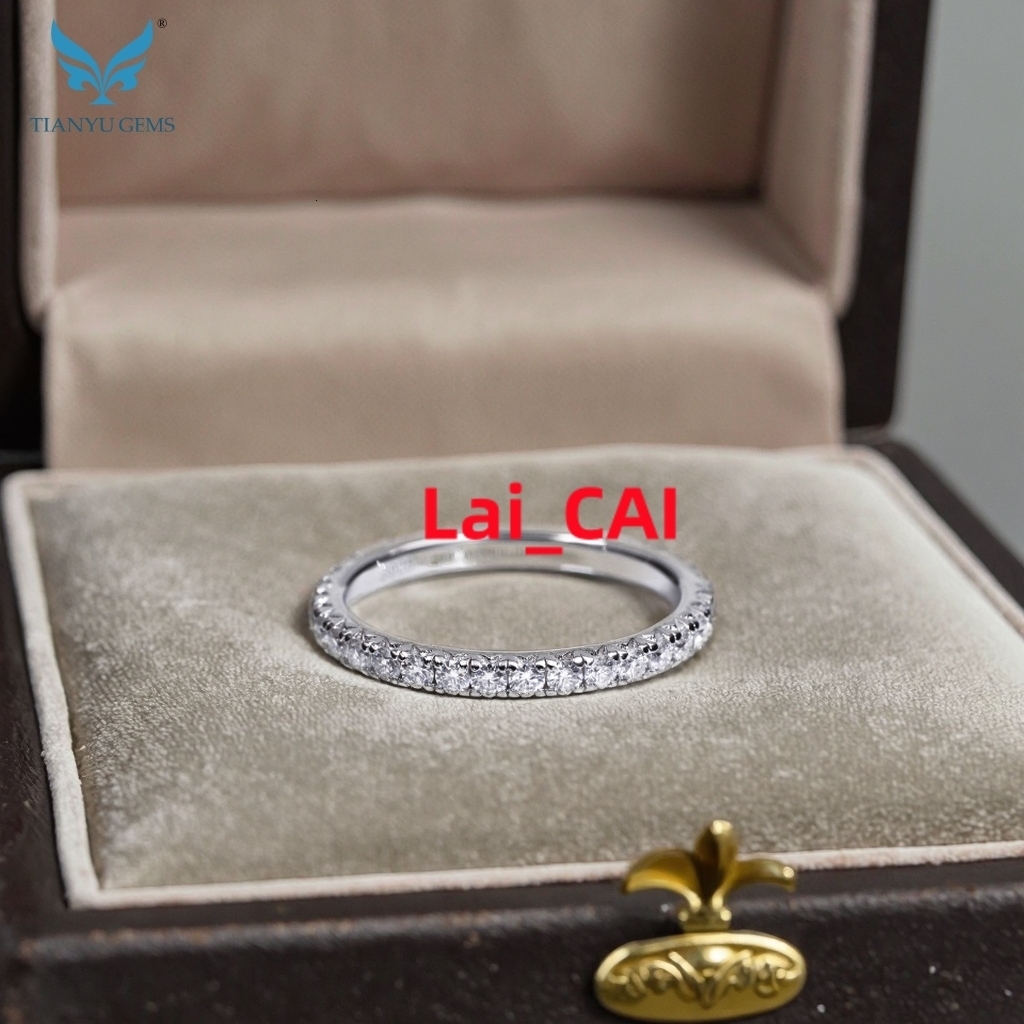 Tianyu Gems Moissanite Pinky Ring Silver Jewelry Men Half Eternity 925 Sterling 18k Gold Plated VVS Moissanite Women Ring