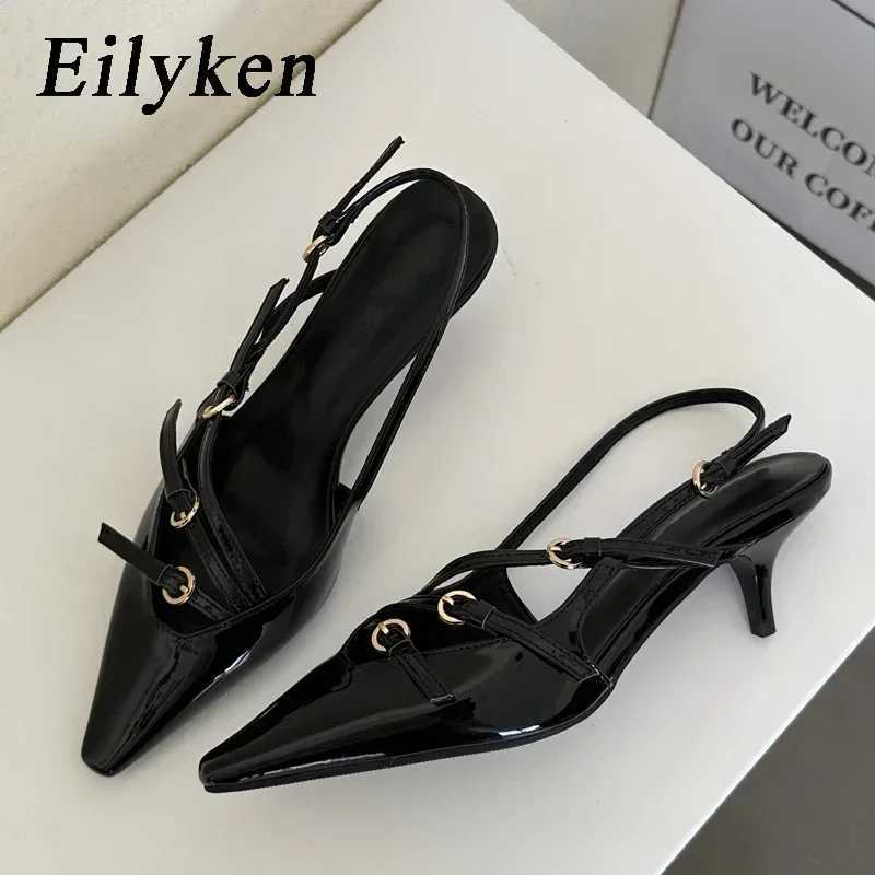 Eilyken Sexy Slingbacks Narrow Band Buckle Strap Pumps Women Pointed Toe Thin Heels Wedding Party Mule Shoes XJ250610