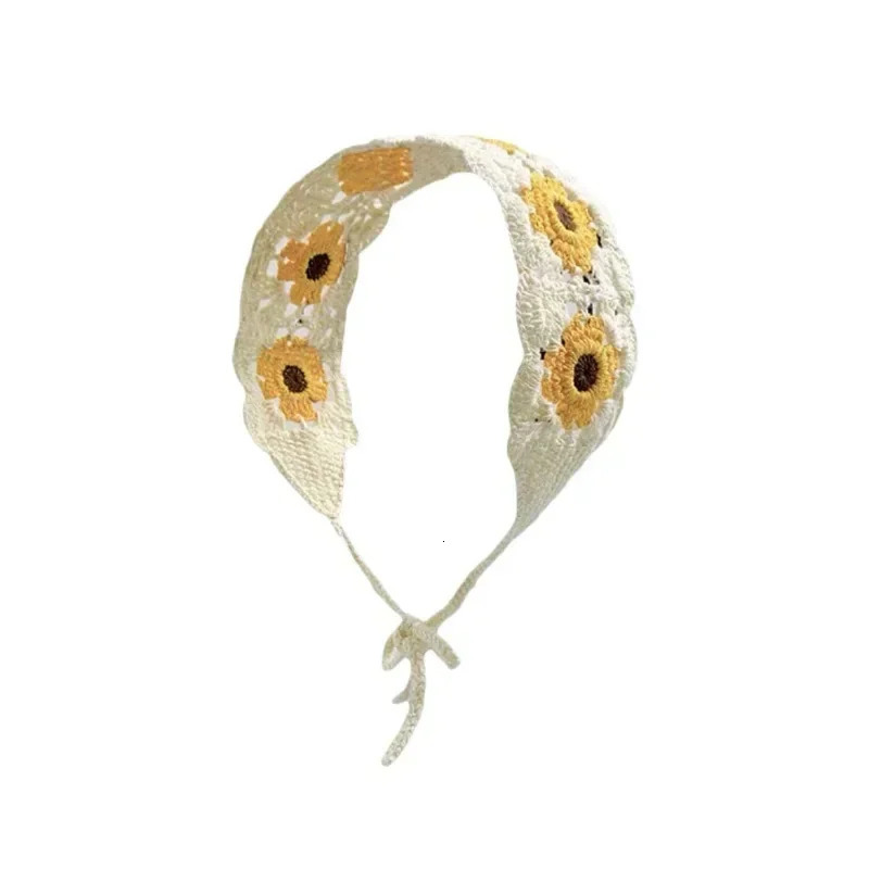 Korean Ins Parent- Sunflower Headband Crochet Hair Bands for Women Girls Hair Accessories Bandana Items 250610