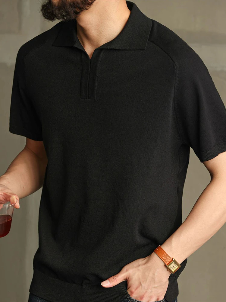Trendy Slim Mens Short Sleeve Polo Shirt Summer Stylish Zipper Lapel Knitted Shirts For Men Solid Color Polos 250610