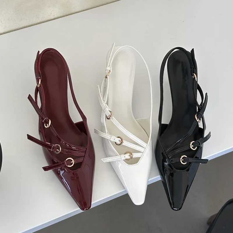 Eilyken Sexy Slingbacks Narrow Band Buckle Strap Pumps Women Pointed Toe Thin Heels Wedding Party Mule Shoes XJ250610