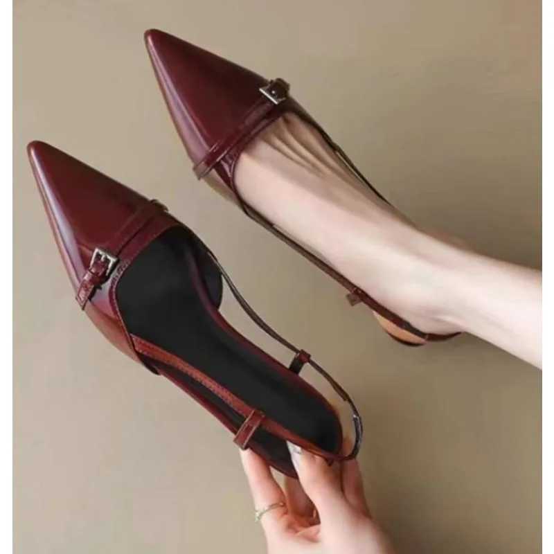 New Pointed Toe Sexy Mid Heels Party Shoes Women Sandals Designer Brand Pumps Slingback Casual Shoes Dress Shoes XJ250610