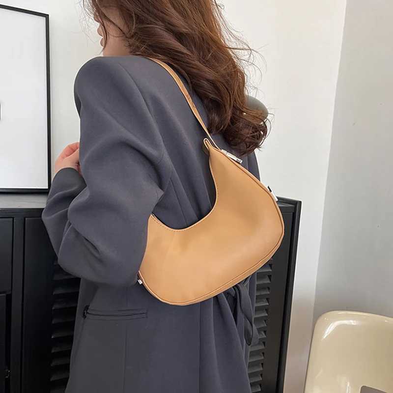 Fashion PU Leather Underarm Bags Women Clutch Handbags Single Shoulder Bag Ladies Trendy Simple Hobos Bag Female Totes XJ250610