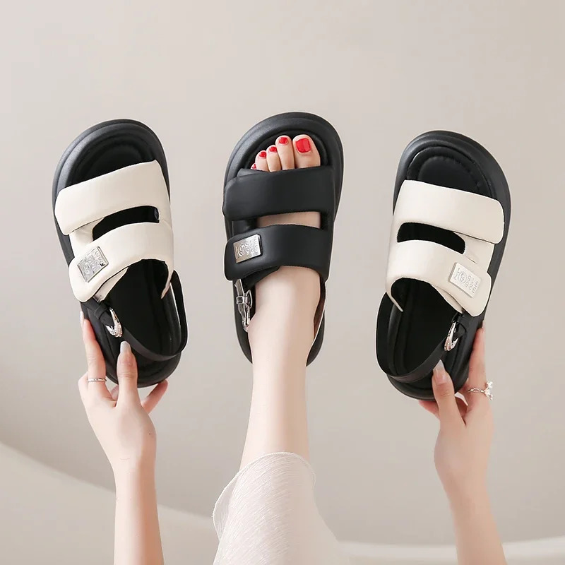 Fashion Shoes for Women Slippers Platform Slides Beige Heeled Sandals on A Wedge Pantofle Sneaker Zapatos Mujer 250609