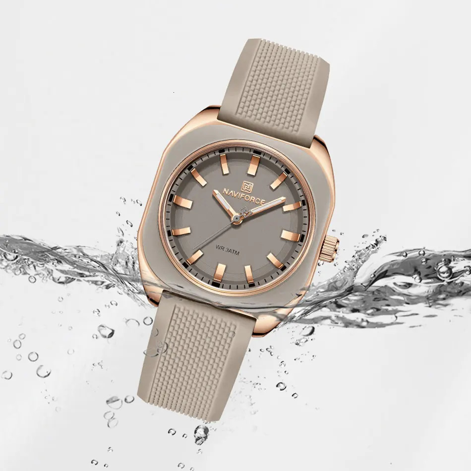 NAVIFORCE Fashion Womens Casual Elegant Simple Polygon Quartz Silicone Watch Gift for Women Wristwatch Casual Relogio Feminino 250606