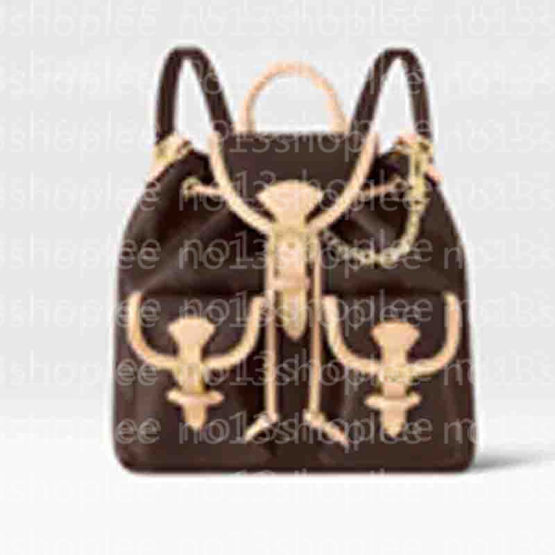 Designer Luxury Women Brown Leather Excursion Small Book Backpack Bag