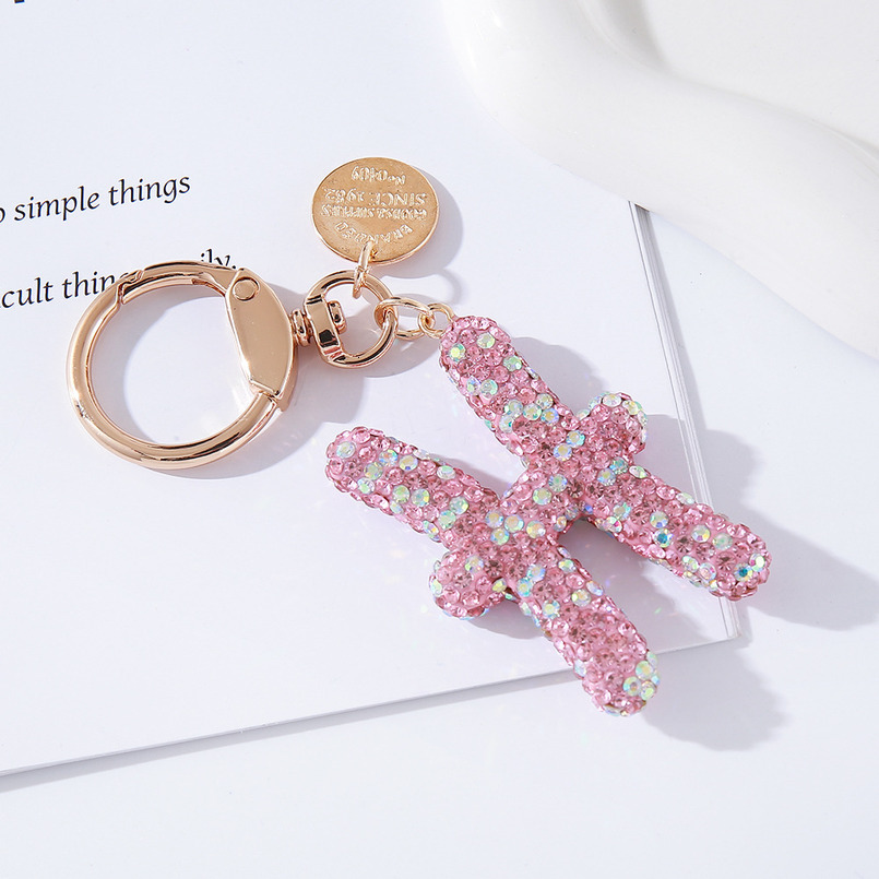 Pink rhinestone constellation car keychain, fashionable, individual and shiny handbag, special constellation pendant for car birthday gifts