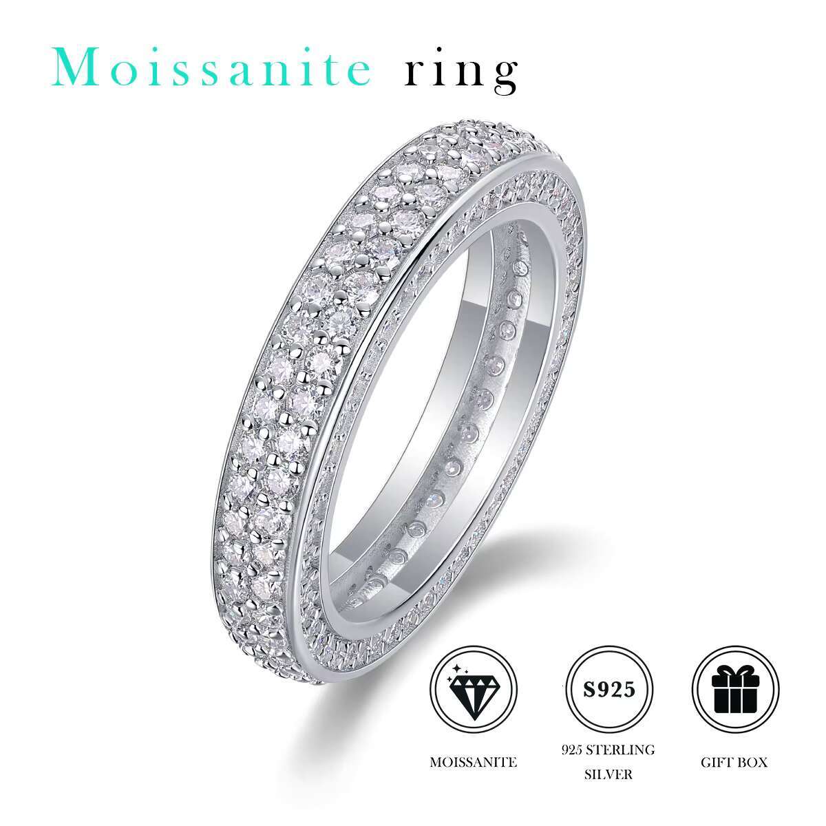 High Quality Diamond Moissanite Rings Customized Women Luxury Fashion Romantic Sterling Silver Ring 925
