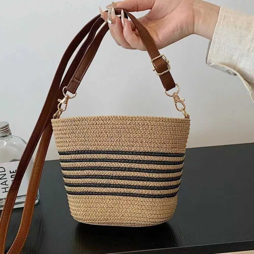 Portable Summer Straw Women Totes Bag Woven Large Capacity Woven Shoulder Bag Zipper Handmade Vacation Beach Bag Girl XJ250610