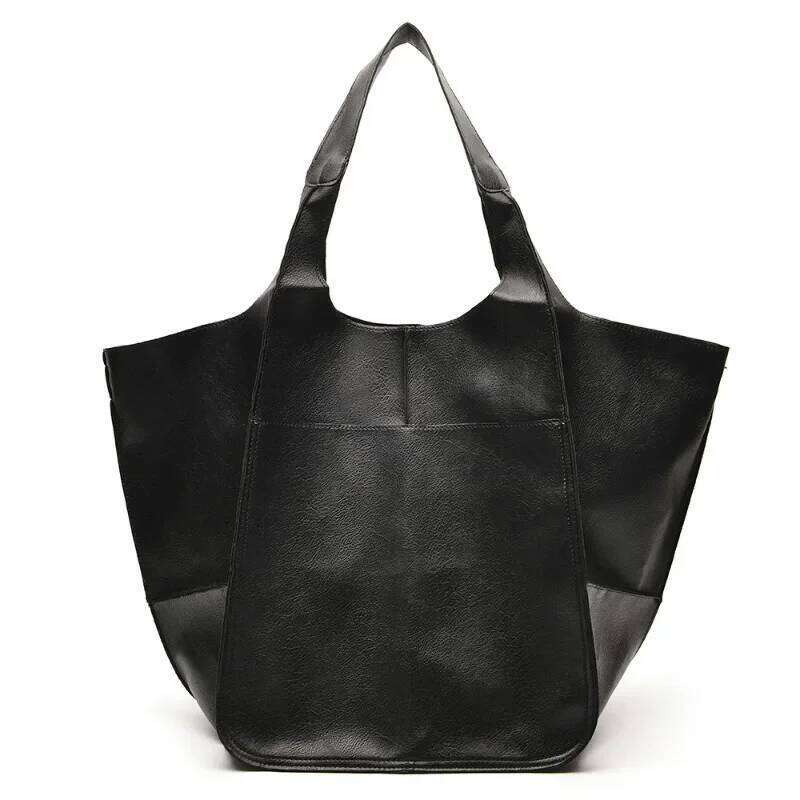 Rretro Handmade Big Beach Tote Bag High Capacity Zipper Shoulder Solid Color Multifunction Handbags for Ladies