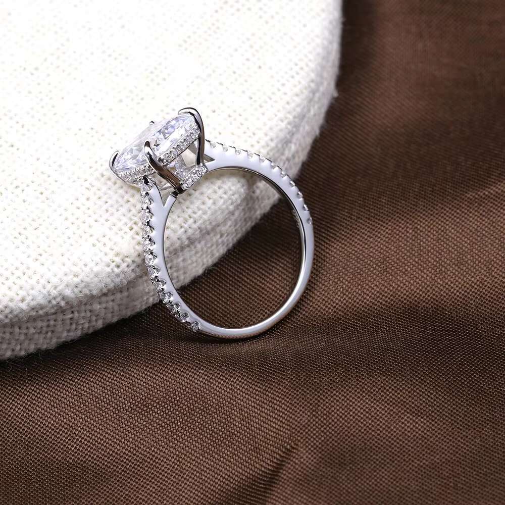 Hot Sale S925 Sterling Silver 5A Rectangle Engagement Ring Moissanite Jewelry for Women Wholesale Factory Price