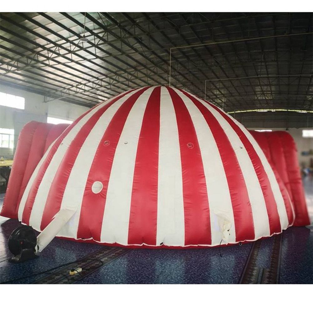 10mLx10mWx6mH (33x33x20ft) Oxford Red White Circus entrance Inflatable igloo tent high quality pop up full dome party entry shelter for outdoor event
