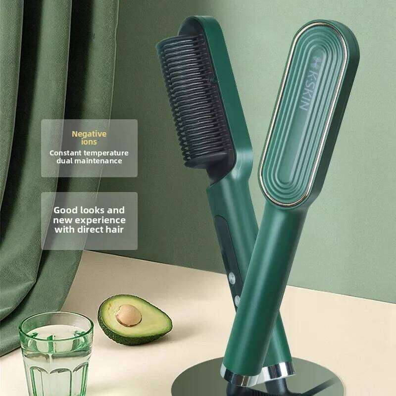 Electric 2-In-1 Straight Hair Curling Brush Straightener Comb Negative Ion Anti-Scalding Styling Tool For Hot Sale