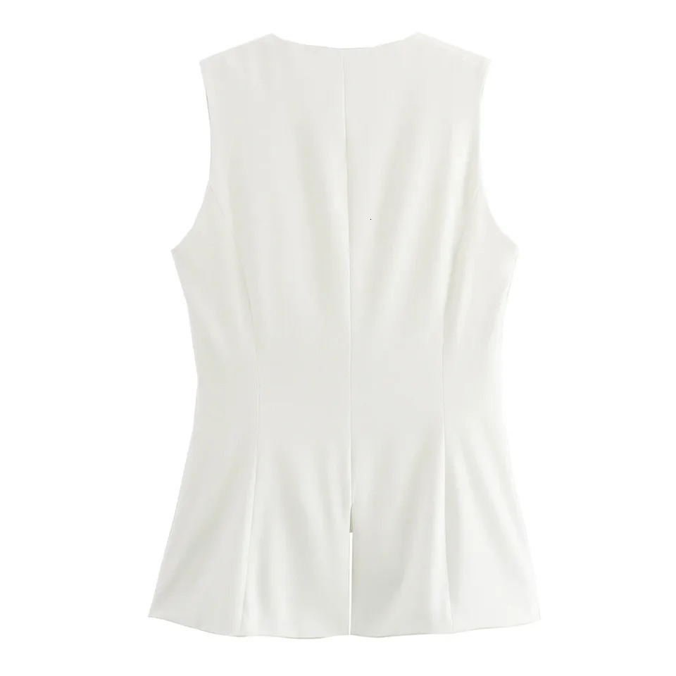 Office Blazer Vest | 2Color Stretch Waistcoat for Summer Women Workwear Breathable Linen with Hidden Pockets 250610