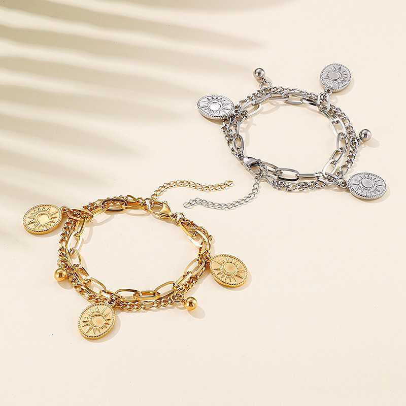 Charm Bracelets Turkish Couple Round Coin Bracelet Golden Muslim Islam Bracelet 21cm Fashion Personality Charm Jewelry Party Gift Wholesale 231009