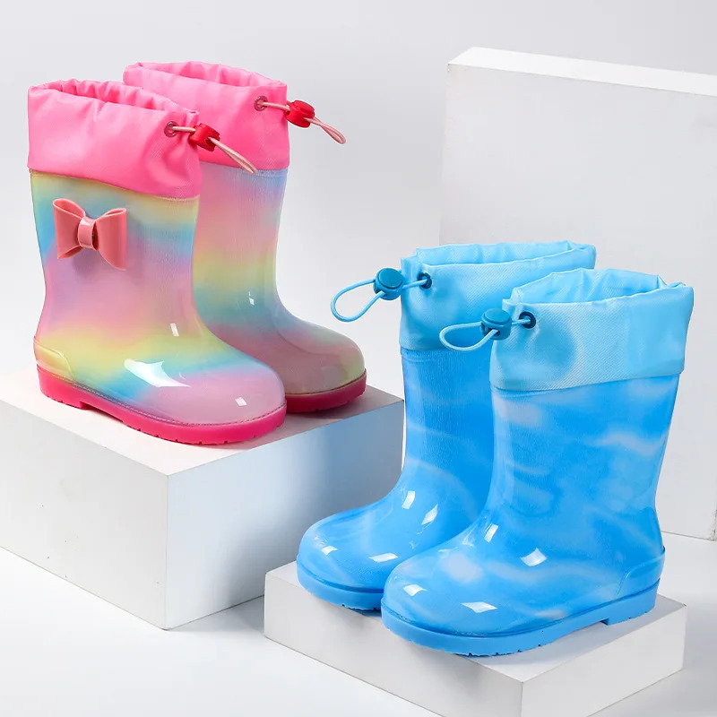Cartoon Rain Boots For Children Womens Boys Baby Shoes Flower Print Cross-Border E-Commerce Stock Rainwear Footwear 250611