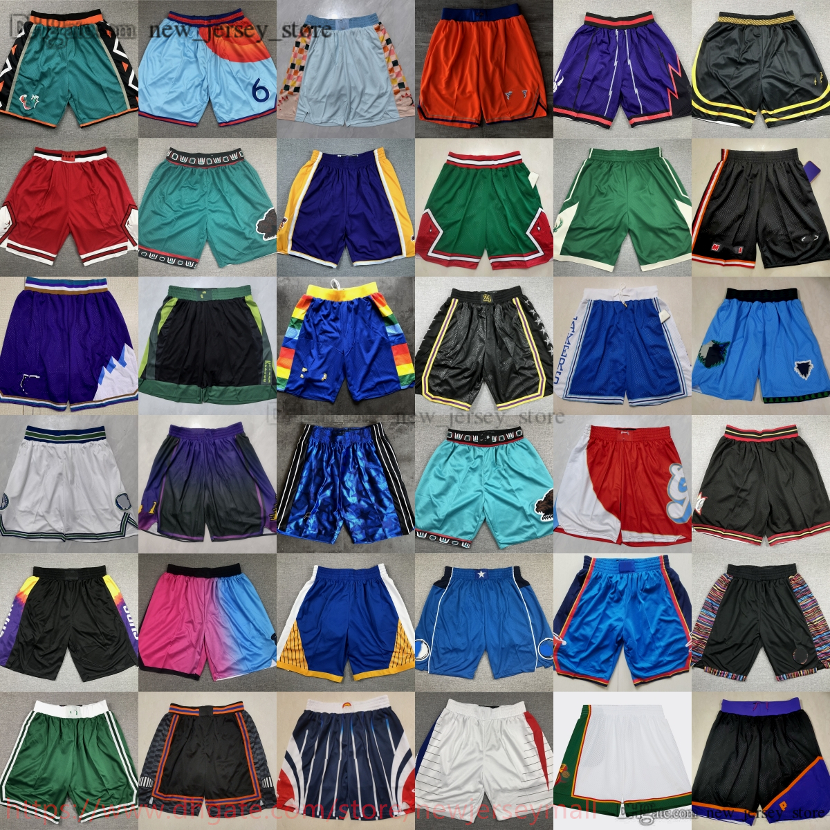 Stitched XS-6XL Basketball Shorts Elastic Waist Hip Pop Breathable Gym Training Beach Pant All-Star Sweatpants College Man Youth Throwback Sport Short