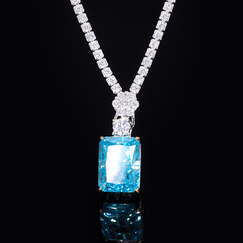 S925 Silver High-Carbon Diamond Luxury Pendant Necklace, 12x16mm Main Stone, Exquisite Fashion Design, Perfect Women's Jewelry for Any Occasion