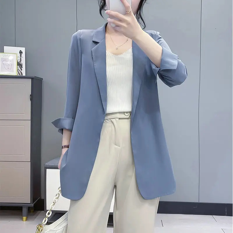Purple Blazers Jacket for Women Fall Outfits Korean Long Trend Clothing Casual Womens Blazer Suits Tailoring Spring Coats 250610