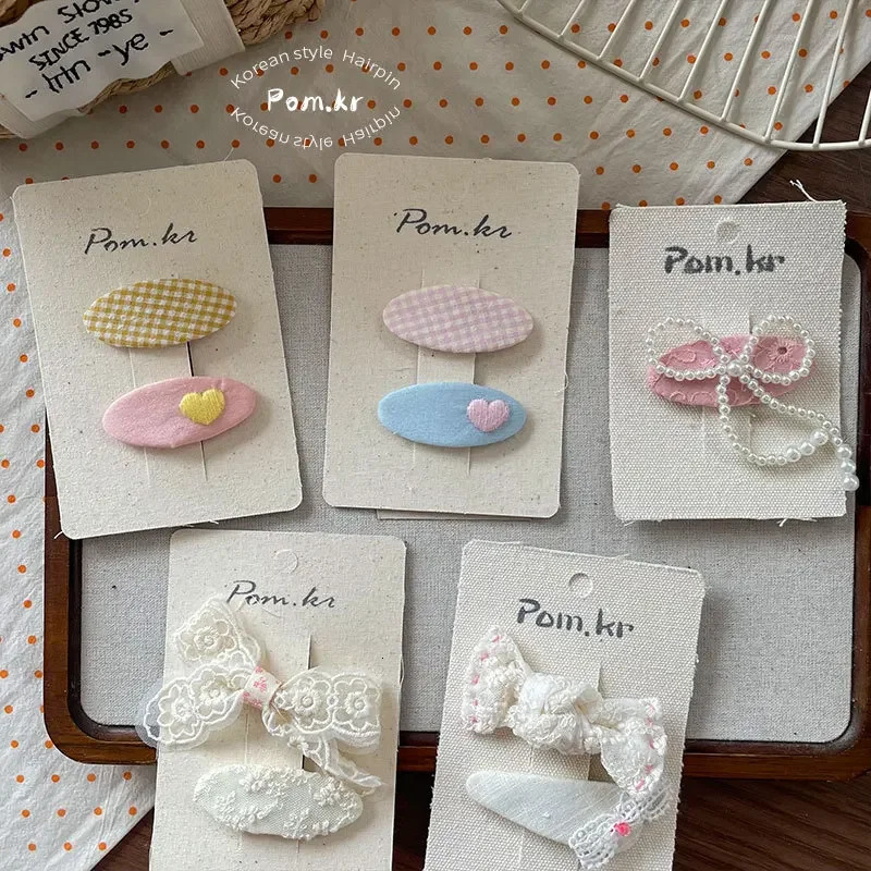 Korean Style Cartoon Hair Clips Girls Butterfly Knot Side Hair Fringe Fabric Children Break Clamp Professional Salon Parti 250611