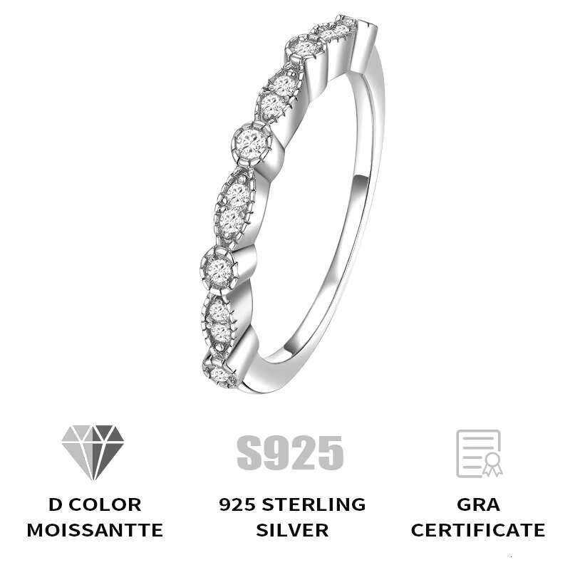 925 Sterling Silver Round Brilliant Eternity Wedding Band D VVS Moissanite Ring
