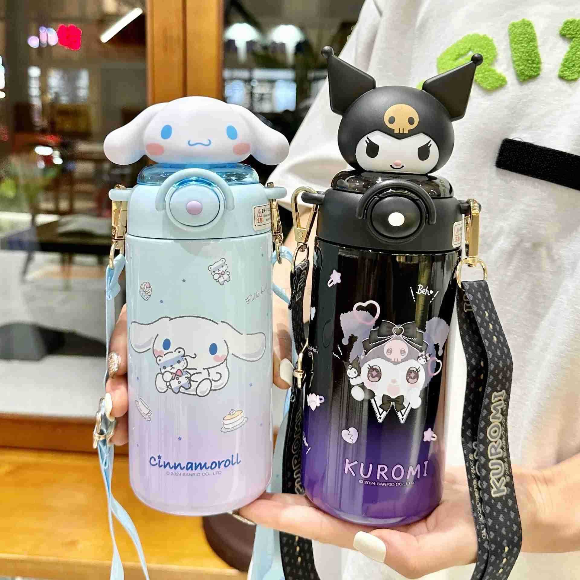 Sanrio Sanrio Kuromi Thermos Cup Crayon Shin Chan Cute Water Bottle Keeps Cold Stainless Steel Children Straw School Students XJ250611