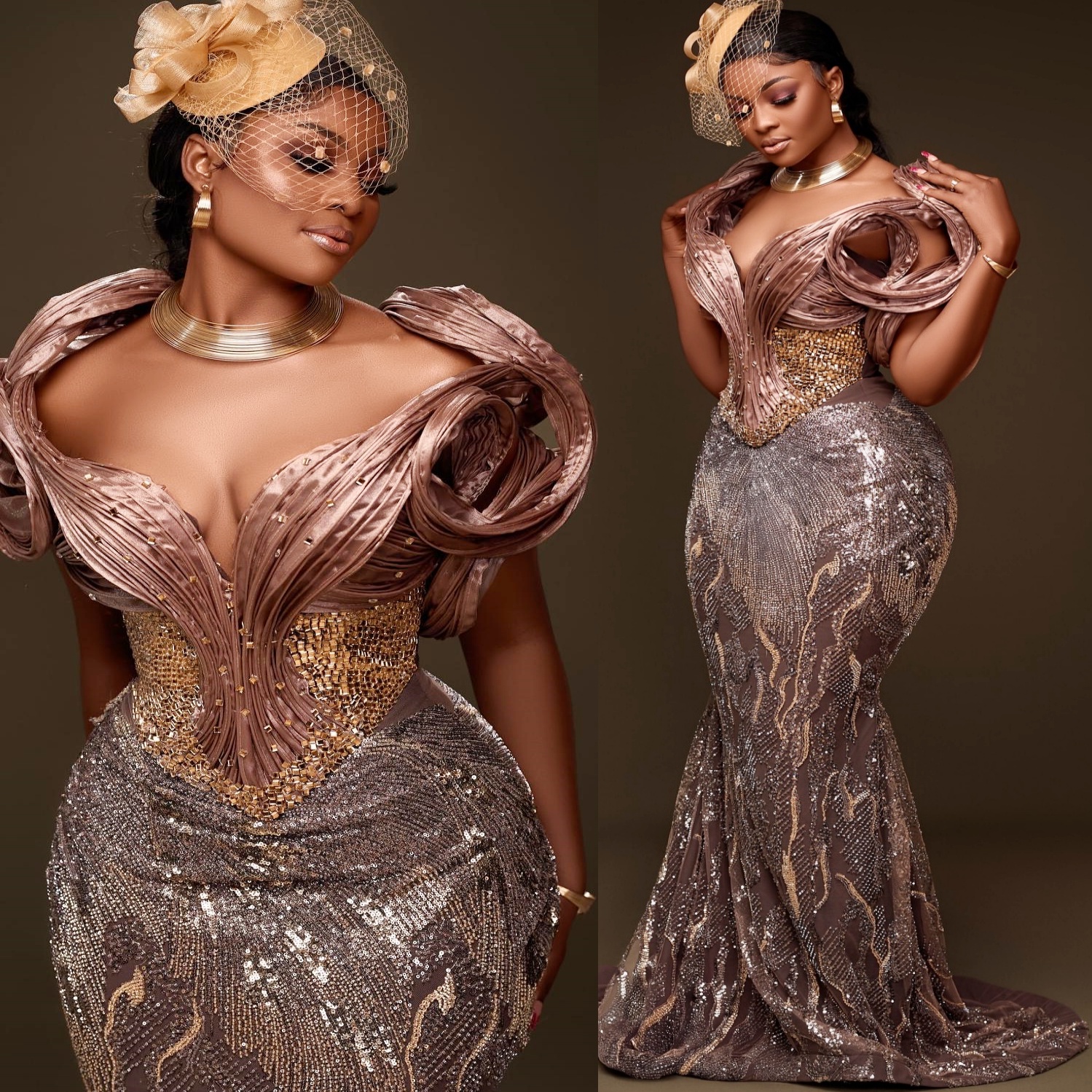 Chocolate Mermaid Prom Dresses 2025 Crystals Sequined Stylish Evening Formal Party Second Birthday Engagement Gowns Plus Size Dress For Special Occasi