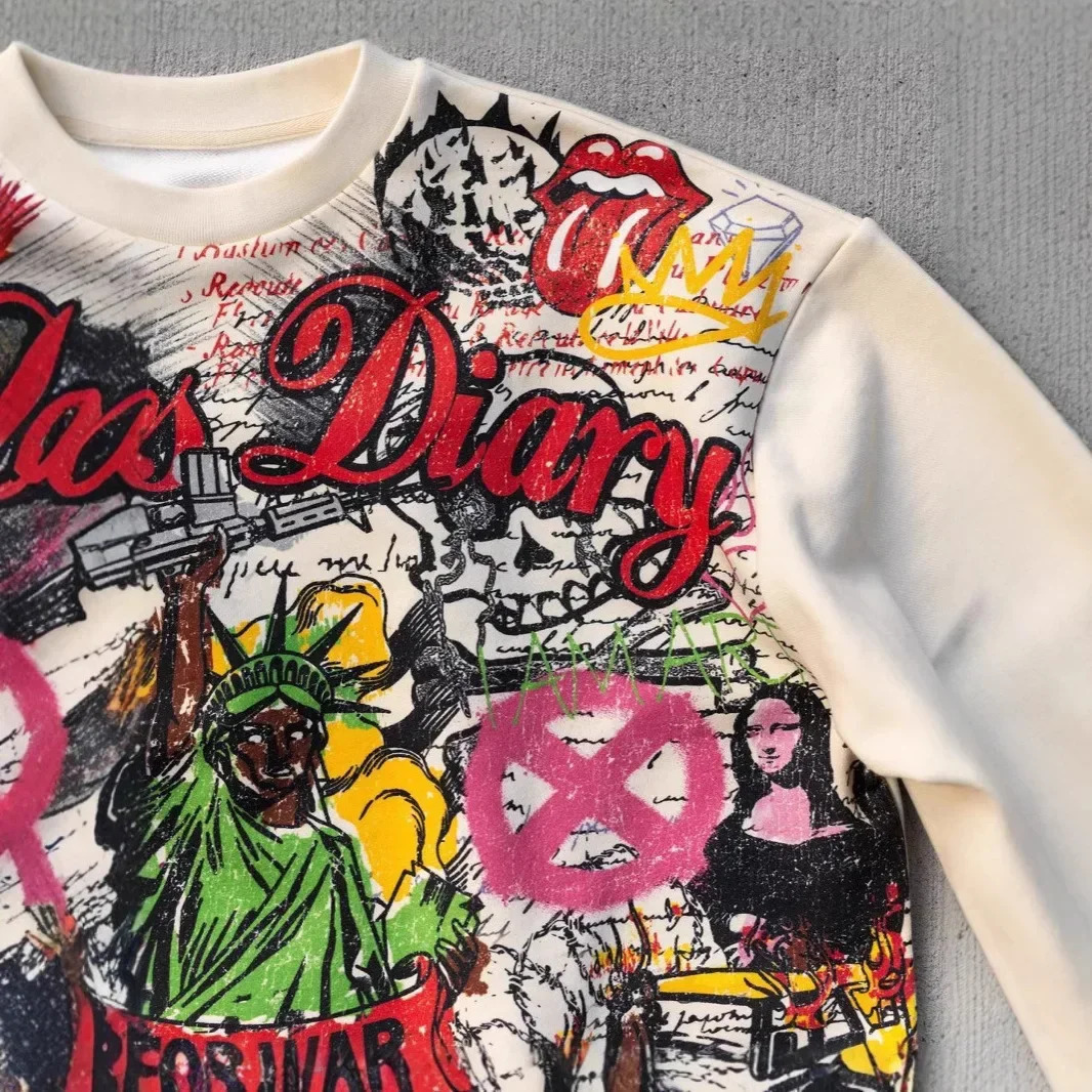 Streetwear Y2k T Shirt Trend Hip Hop Graffiti Large Graphic Print Shirt Harajuku Retro Oversized Loose T Shirt Tops 250611