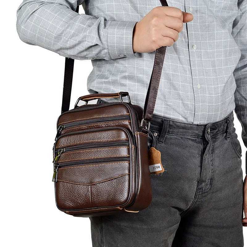 Hot Fashion Men Messenger Bags Genuine Leather Handbags for Men Luxury Brand Male Crossbody Bag for Mini Pad Boy Shoulder Bag W250610
