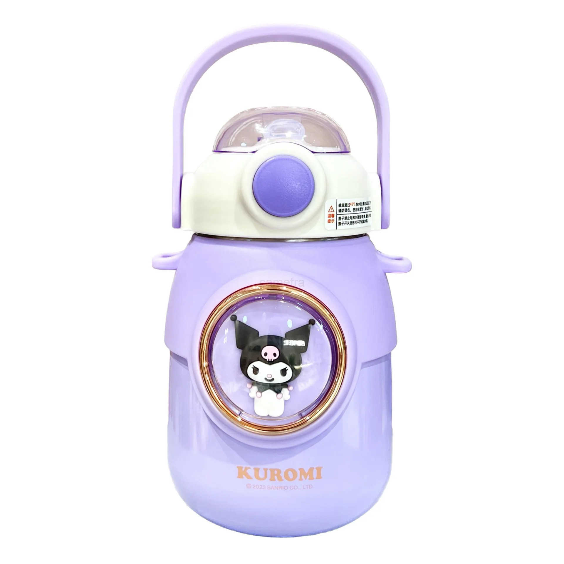 Sanrio Sanrio Kuromi Childrens Thermos Cup School Special Cute Straw Vacuum Cup Girl Big Belly 700ml Cinnamoroll Kawaii Rope Kettle XJ250611