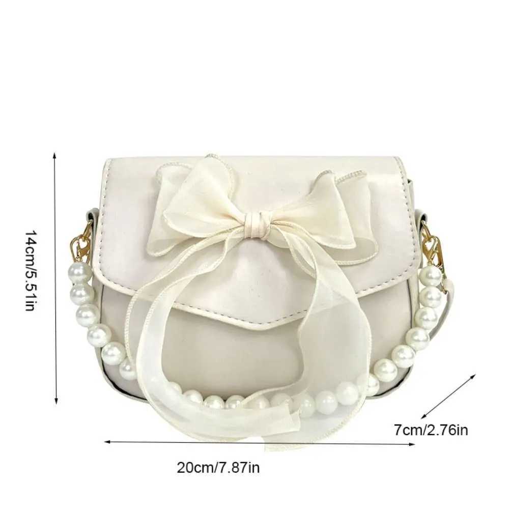 Fashion PU Leather Bowknot Handbag Balletcore Pearl Bow Shoulder Bag Korean Style Square Bag Bow Crossbody Bag Daily XJ250610
