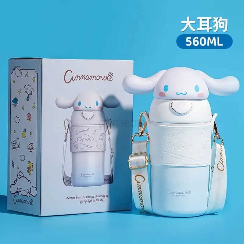 Sanrio 560ml Sanrio Kuromi Stainless Steel 316 Thermos Kawaii Hello Kitty Cinnamoroll Melody Kids Vacuum Flask Water Bottle TumblerXJ205