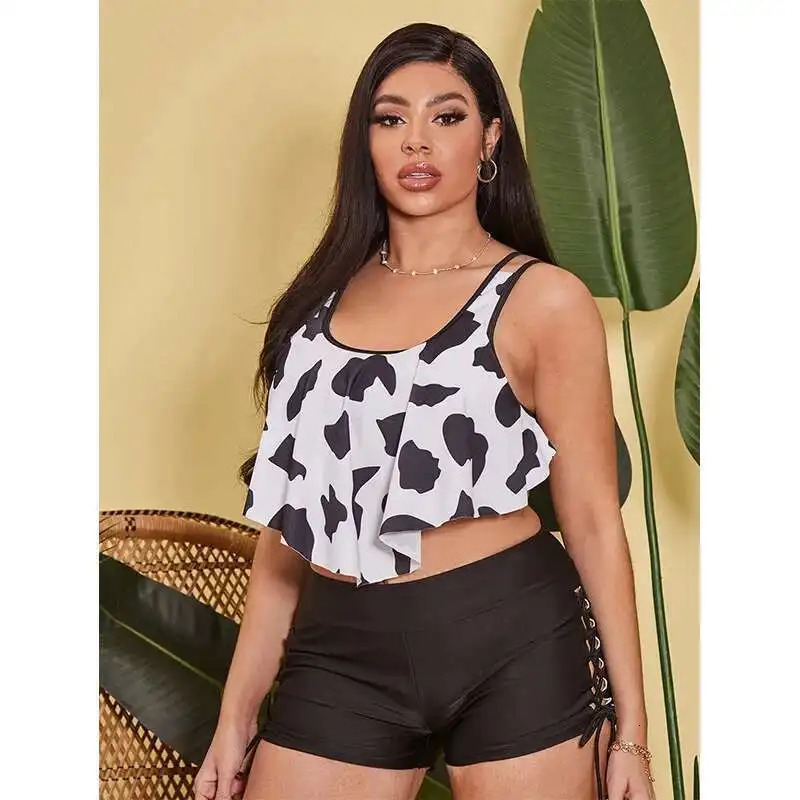 Sports Style Plus Size Split Swimsuit Womens Conservative Bikini Sexy Backless Tight Flat Angle Pure Desire Y2k 250530