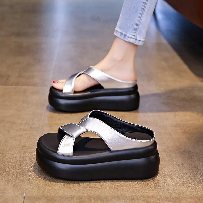 Womens Beach Sandals Thick Bottom Soft Sole Dress Fashionable Summer Platform Outdoor Slippers Womens Sandals 250609