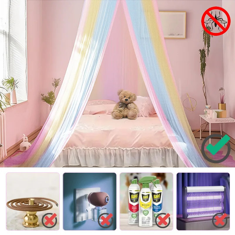 Baby Bedroom Curtain Nets Dome Rainbow Princess Mosquito Net for Crib born Infants Bed Canopy Tent Kids Bedding Room Decor 250604z