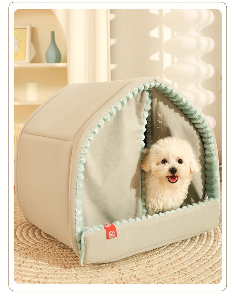 Detachable & Waterproof Pet House Easy-Clean 4 Seasons Kennel Winter Closed Warm Shelter for Cats & Dogs