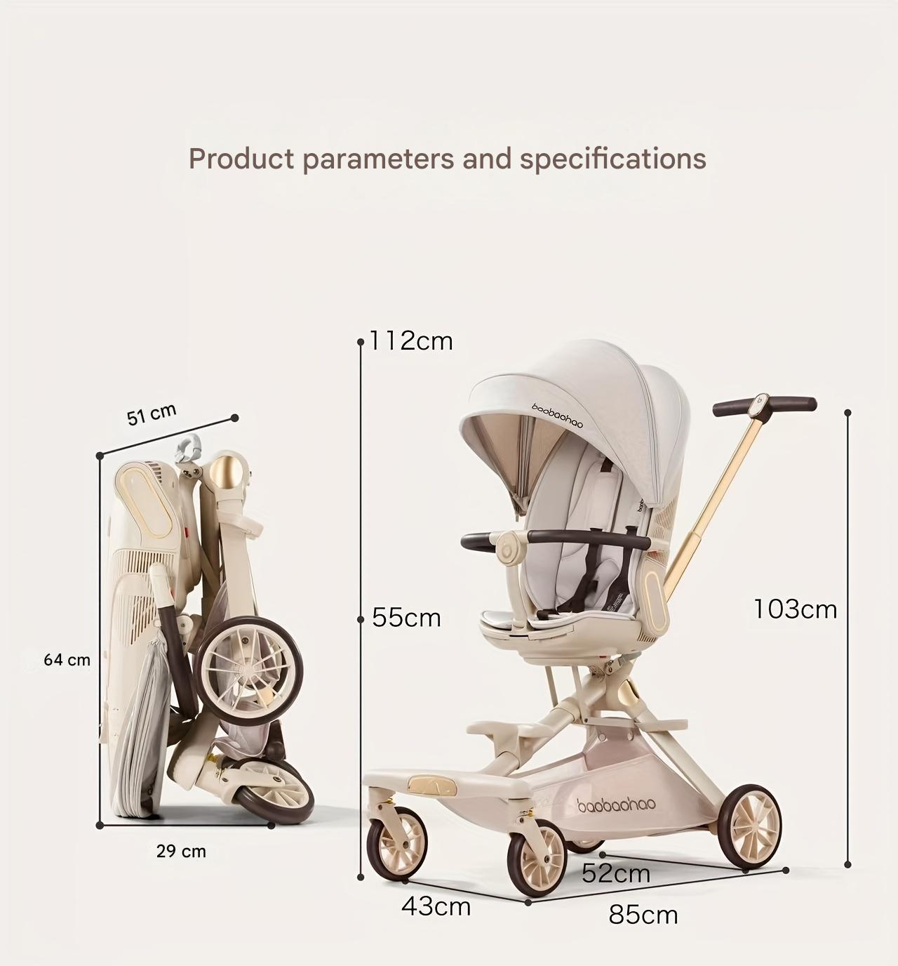 Two-Way V16 Folding Baby Stroller for Newborns - Light Weight, Easy-to-Carry Design Allows Sit-Up and Lie-Down Positioning