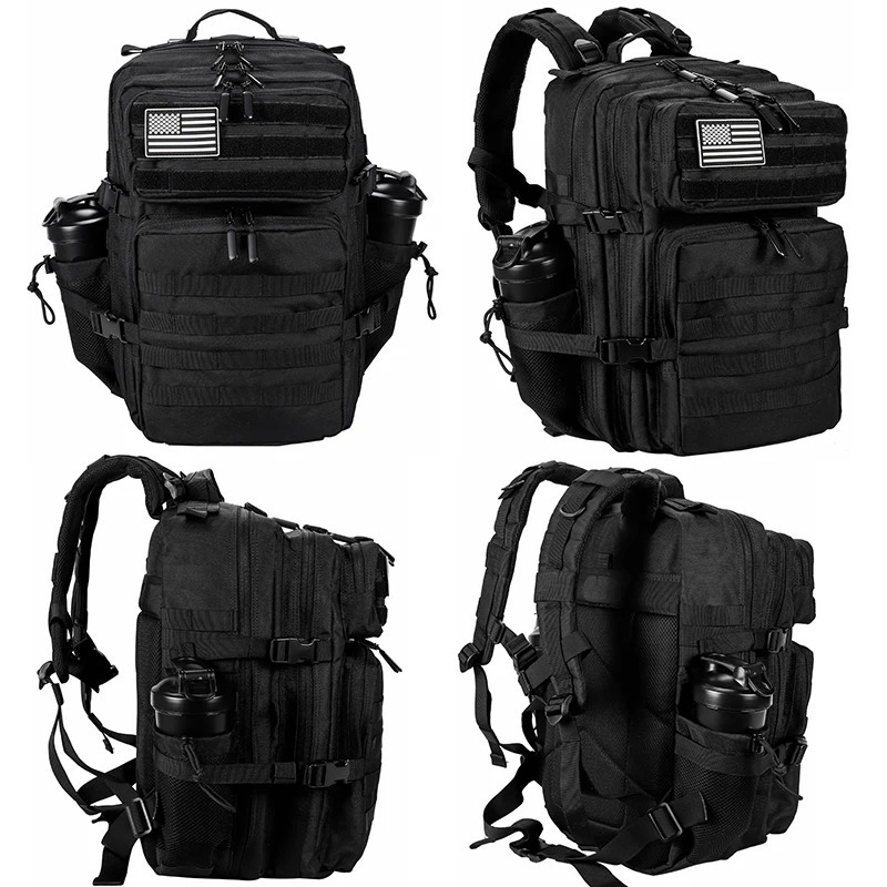 LHI 45L/35L/25L Tactical Backpack for Men and Women Waterproof Athlete Gym Outdoor Bag Travel Hiking Rucksack with Bottle Holder 250610