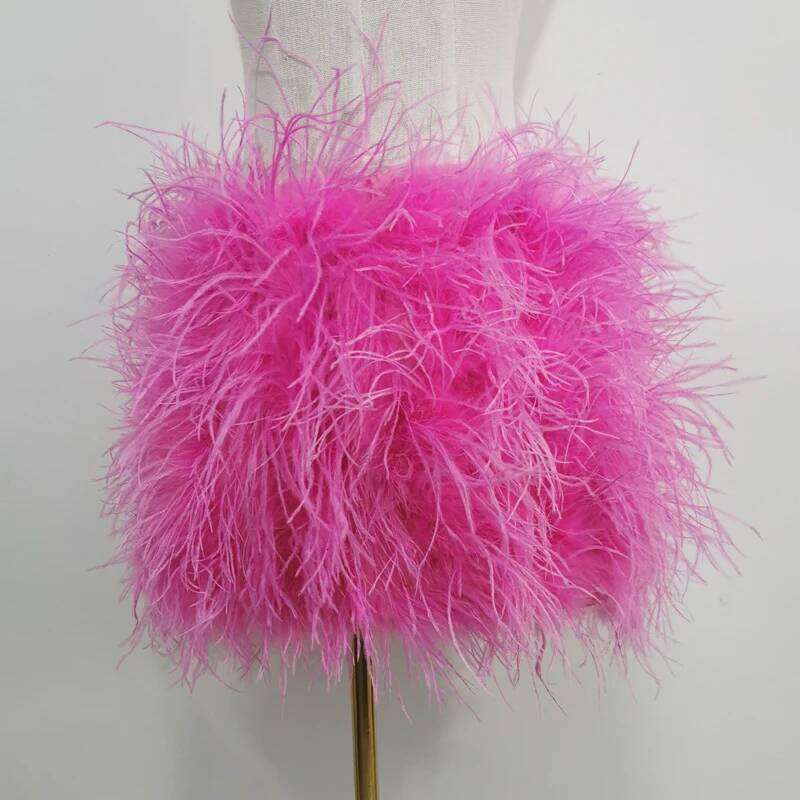 Real Feather Mini Skirt, Elastic Waist Sexy Clothing, Club, Dance Party Carnival Short Skirt Can Be Customized In Size