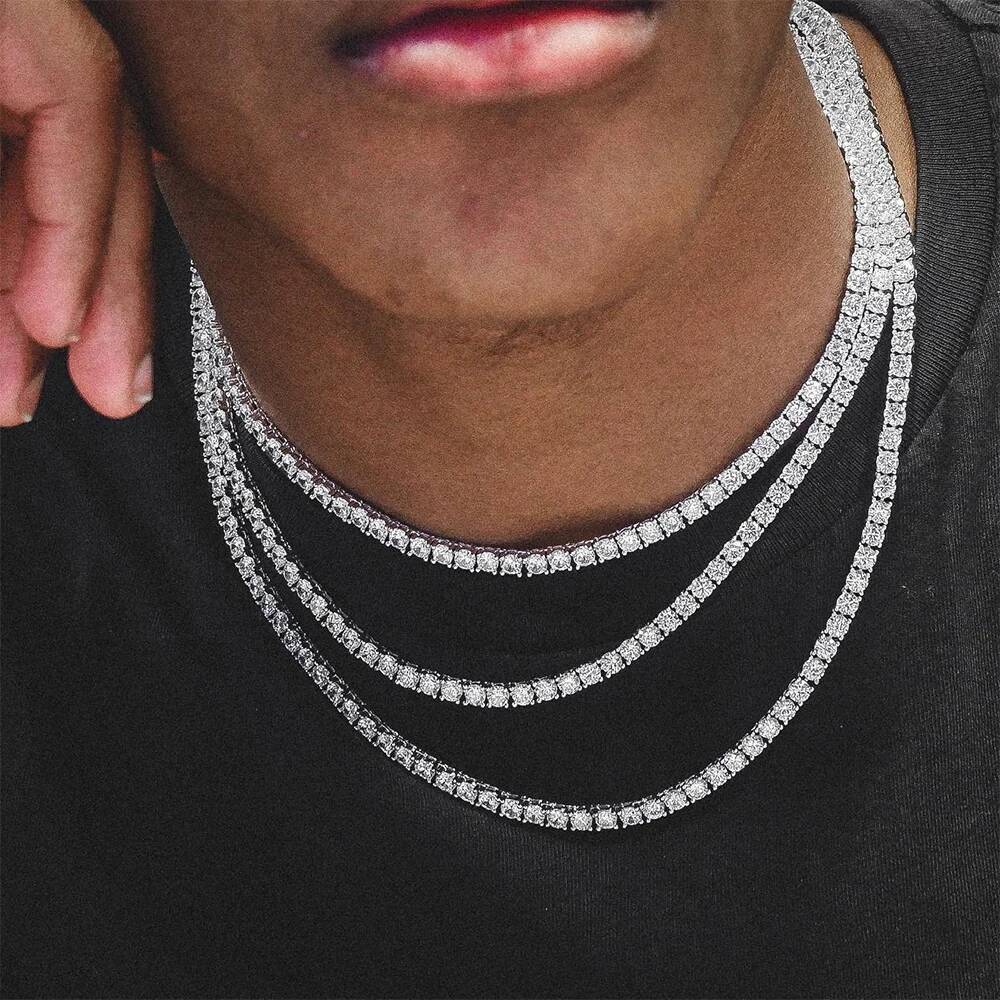 2.5-6.5mm Real Moissanite Tennis Necklace For Women Men D Color Lab Dia S Sier Neck Chain Jewelry With GRA Certificate