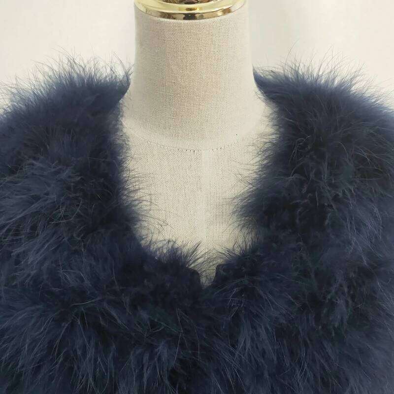 Newowlbie Sexy Ostrich Hair Turkey Fur Coat Plus Leather Women's Genuine Down Short Jacket Retail / Wholesale
