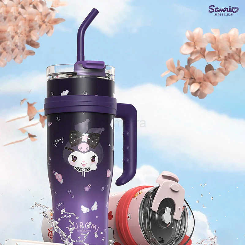 Sanrio Sanrio Big Mac Insulated Cup 304 Stainless Steel Large Capacity with Handle Thermos Bottle Hello Kitty Kuromi Melody Holiday Gift XJ250611