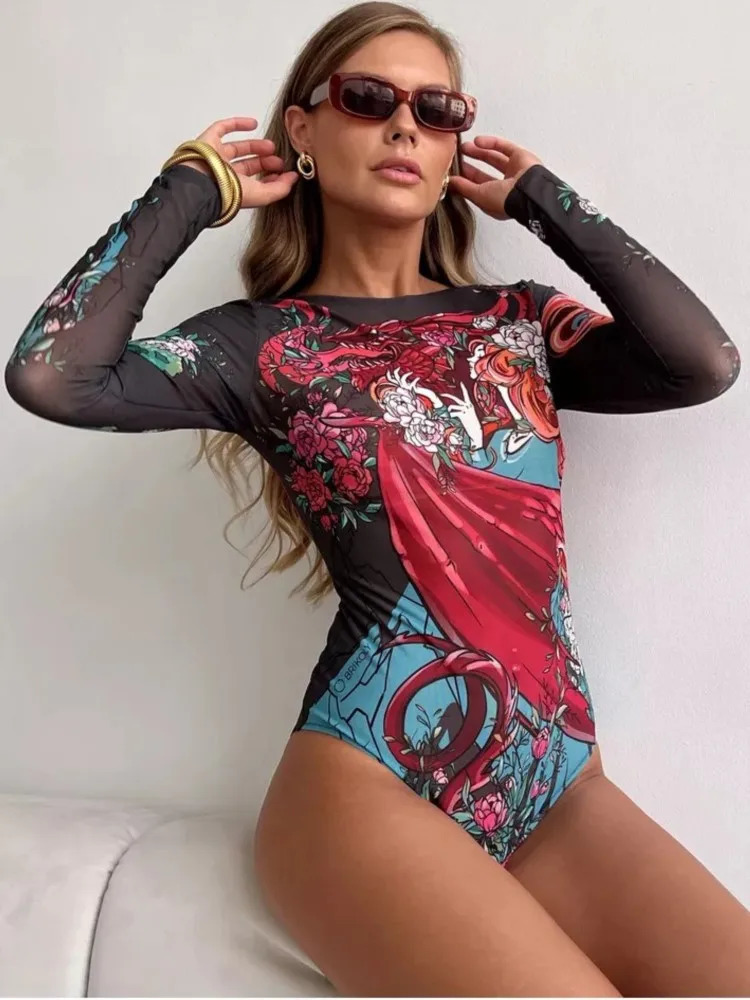 High Waist Sexy Swimsuit Women Summer Bathing Suit Bikini Set Long Sleeve Swimwear Beach Swimming For Female 250609
